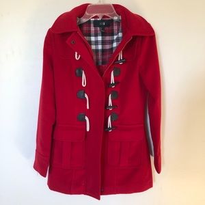 Red Pea Coat with Hood